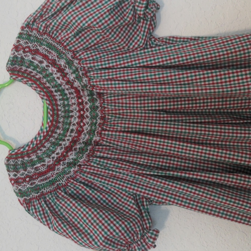 Rosalina Collections Girls Christmas Smocked Red & Green Plaid Dress Size 6